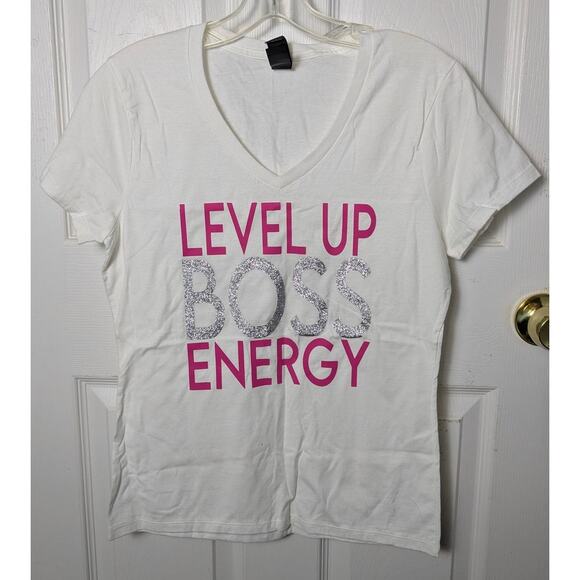 NEW Hanes Nano Tee Tshirt White  Extra Small Boss Energy Shirt XS Girl Power - Picture 1 of 4